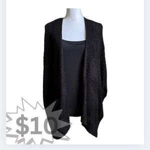 Versona Ribbed Knit Open Vest OSFM Black